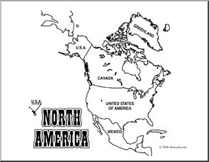 Clip art north america map coloring page labeled i