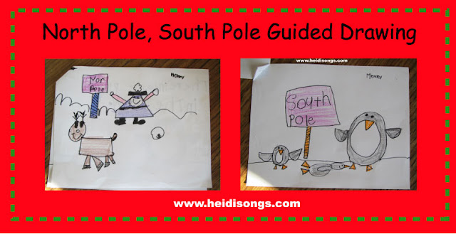 North pole south pole guided drawing