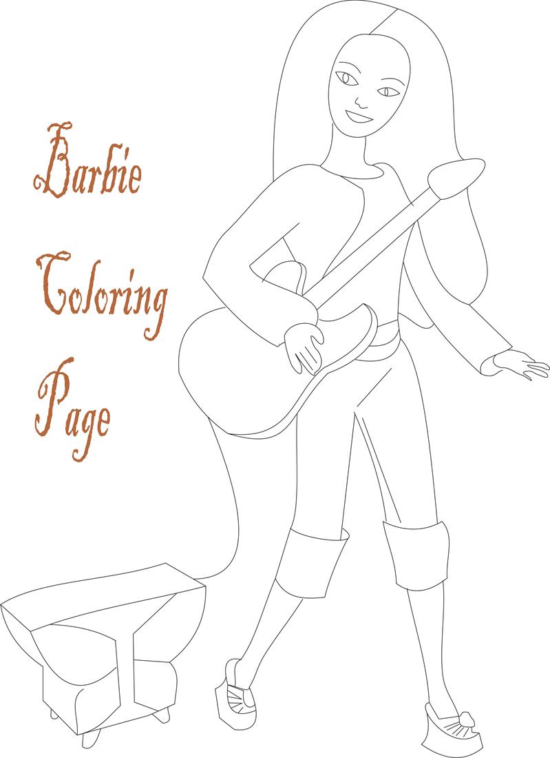 Barbie printable coloring page for kids