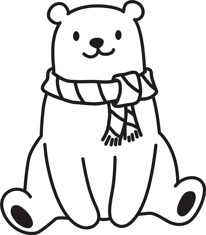 Sweet happy wter polar bear cartoon art emoji vyl sticker black white scarf home improvement
