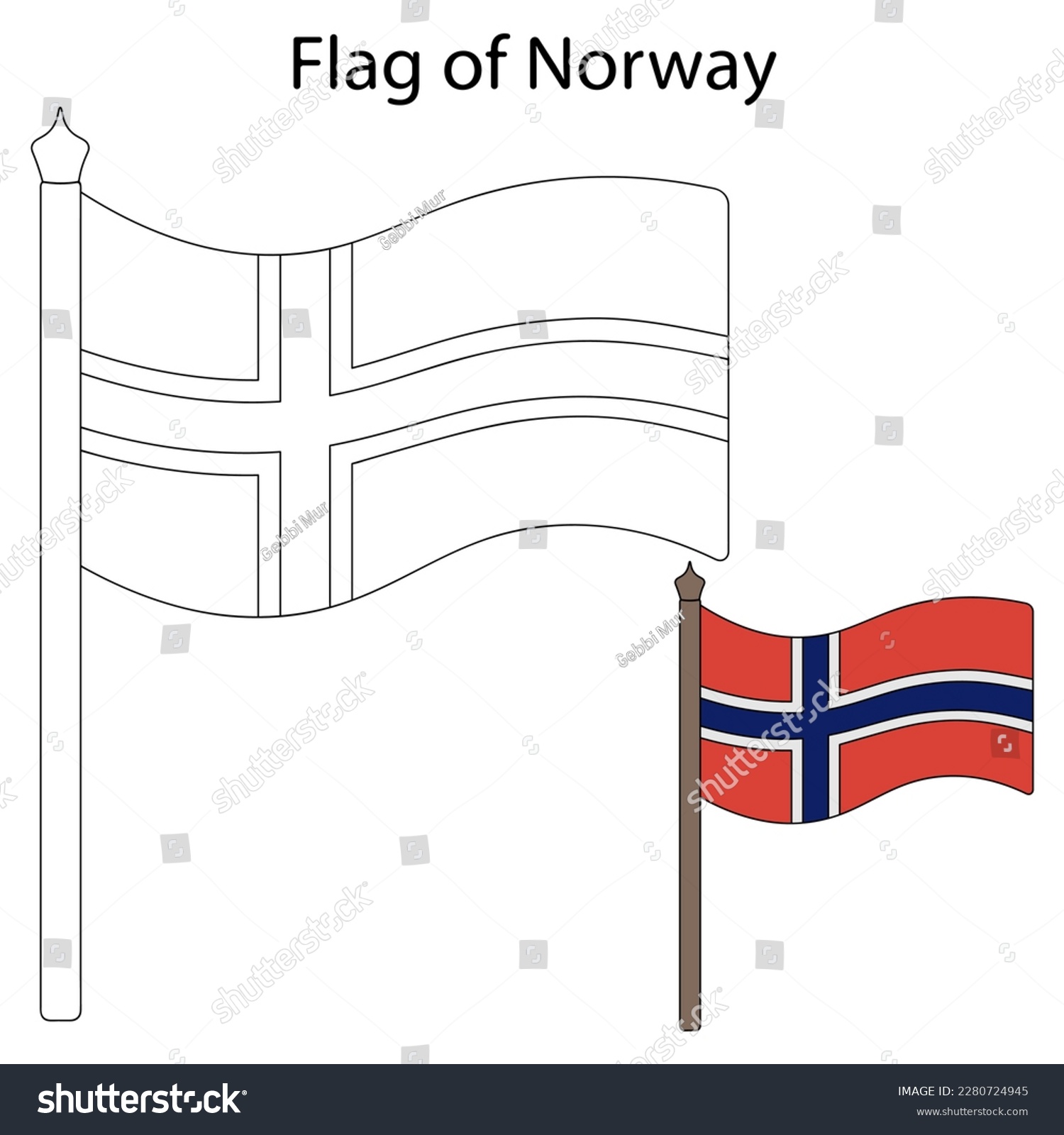 Flag norway color flag according given stock vector royalty free