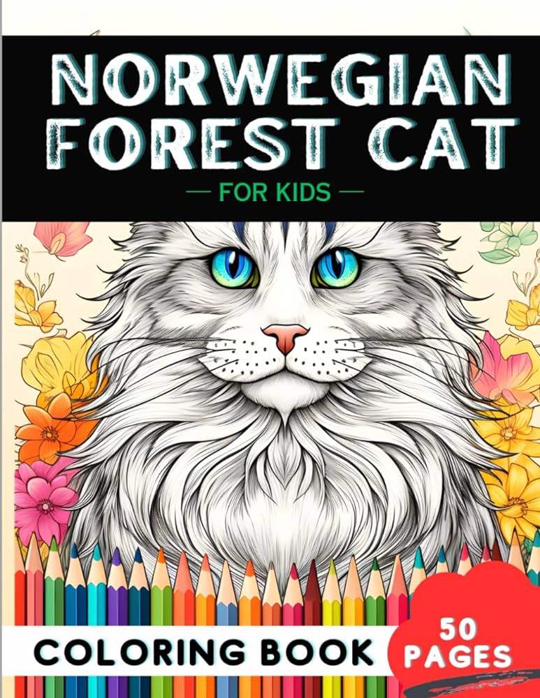 Wonderful norwegian forest cat coloring book for kids fun and clean cats coloring pages engaging and focus activity for kids purrfect cat coloring adventures for kids corner creative books