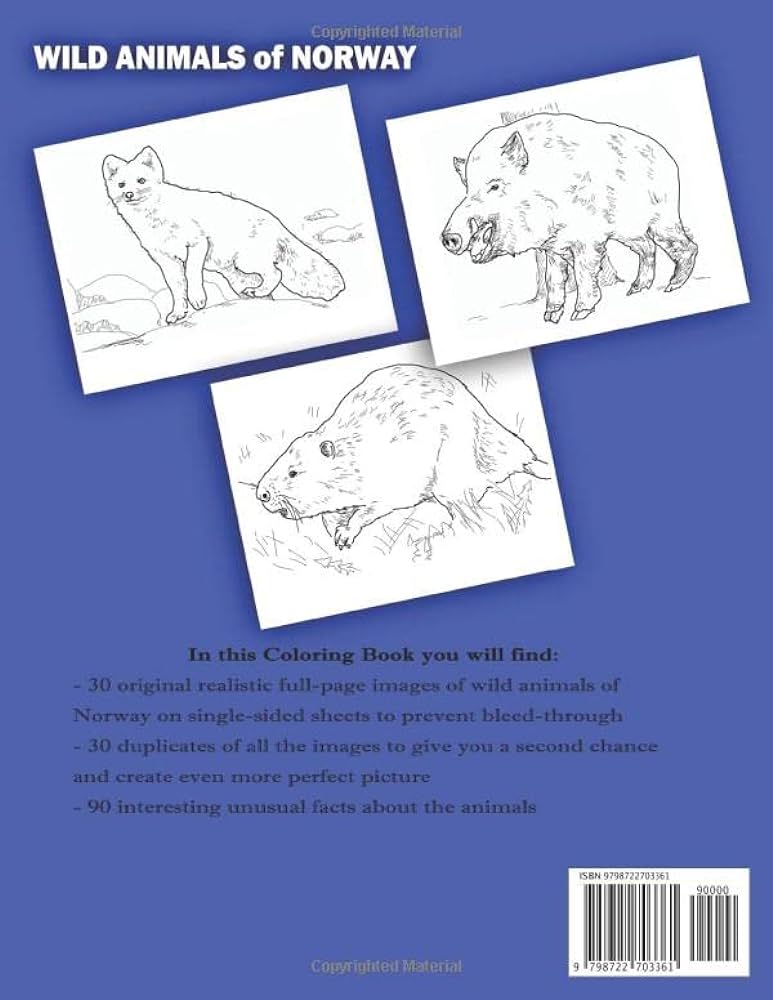 Wild animals of norway coloring book for kids adults learn about nature and have fun x realistic drawings animals by country shawe mark books