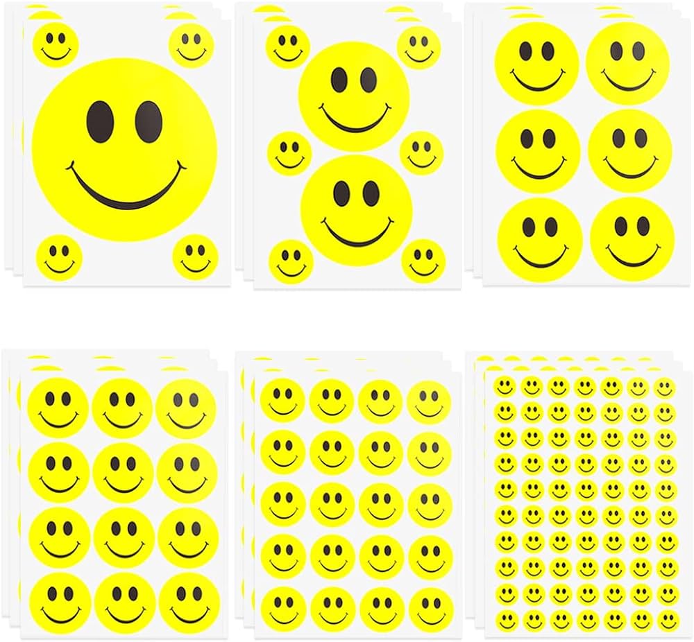 Sheets happy smiley face yellow dot stickersïround smile encourage sticker for teacher reward labels for kids behavior chartpcs buy online at best price in k