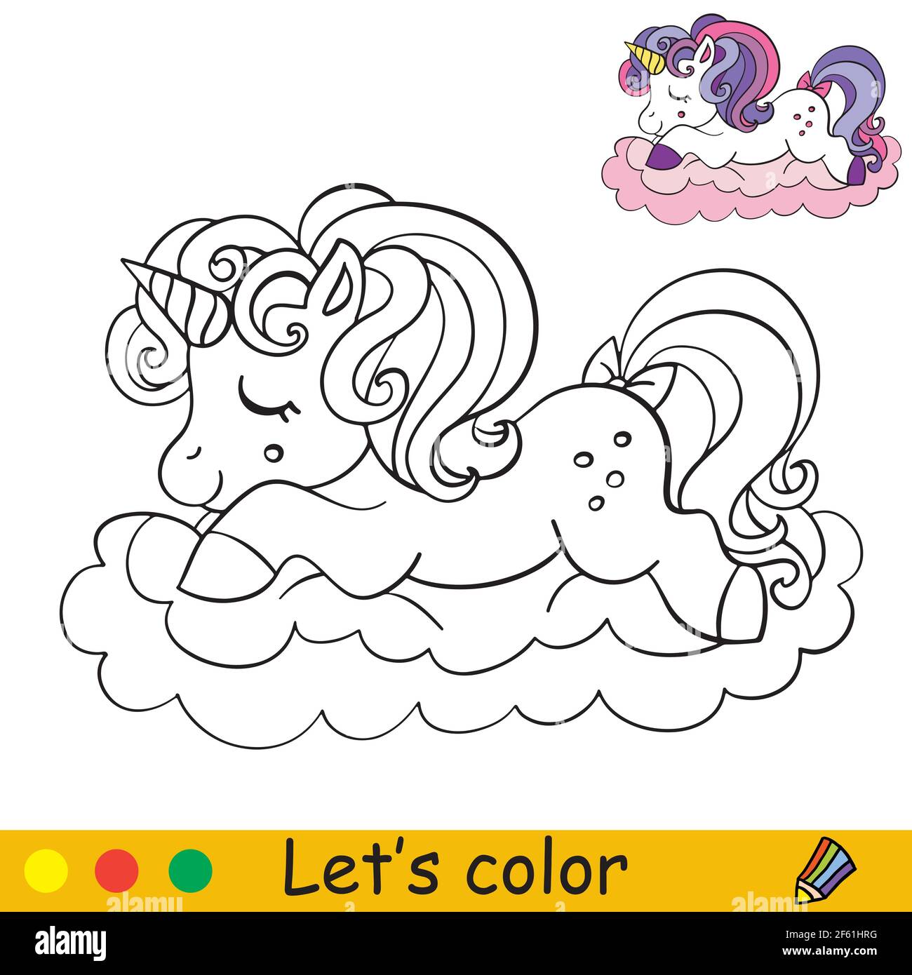 Mono unicornio que se dliza en una nube pãgina de libro de color con plantilla de color dibujo vectorial de dibujos animados aislados para colorear libro imprimir juego educ imagen vector de