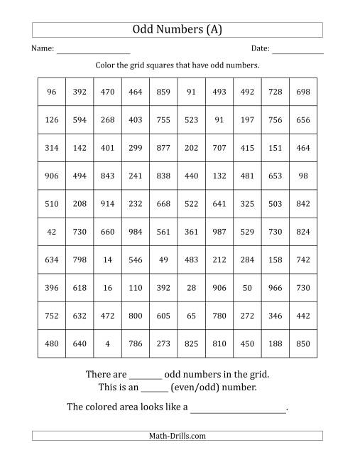 Coloring in odd numbered squares to make a picture a