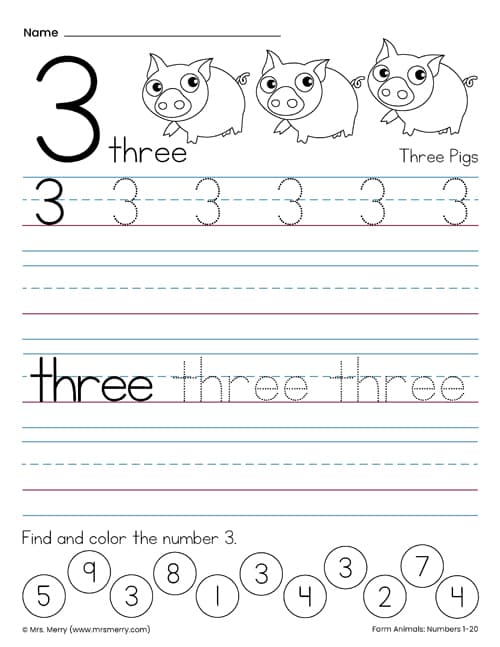 Free tracing numbers worksheets