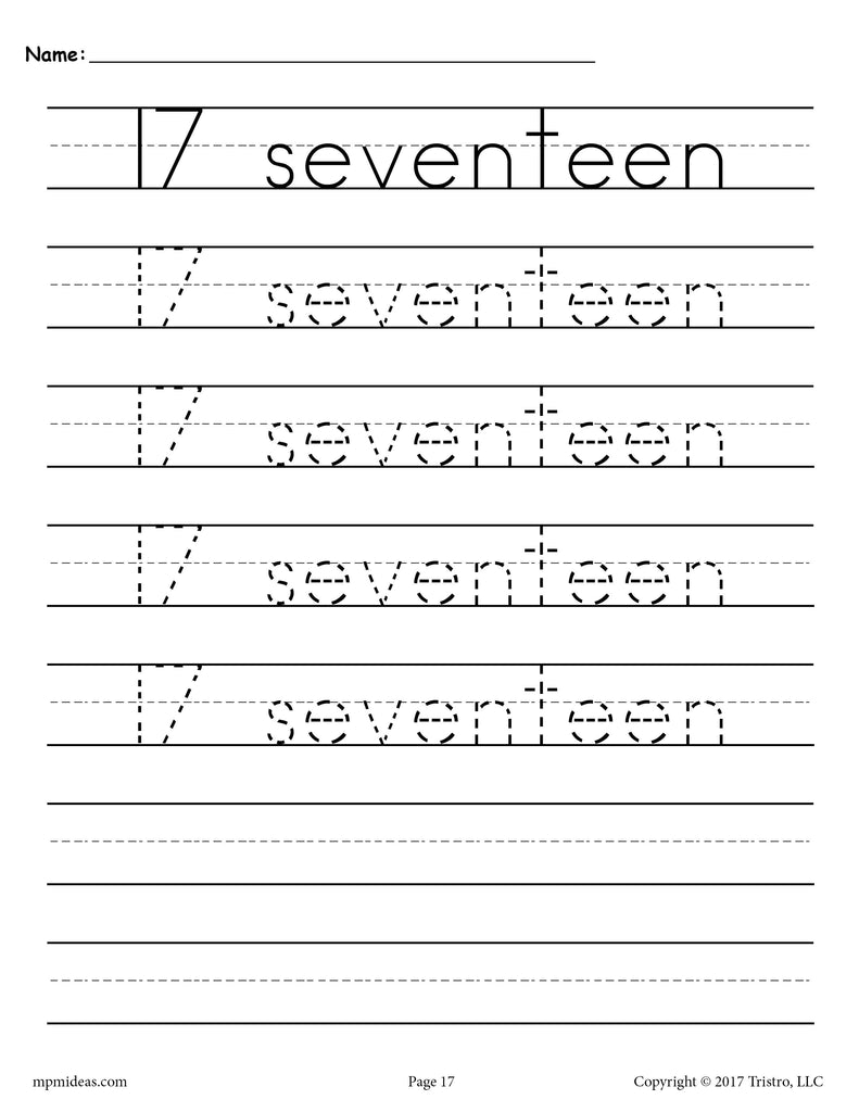 Number tracing worksheet