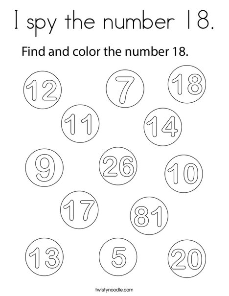 I spy the number coloring page