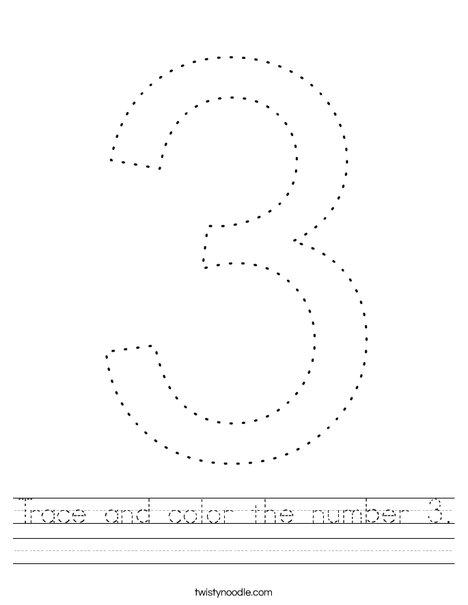 Trace and color the number worksheet
