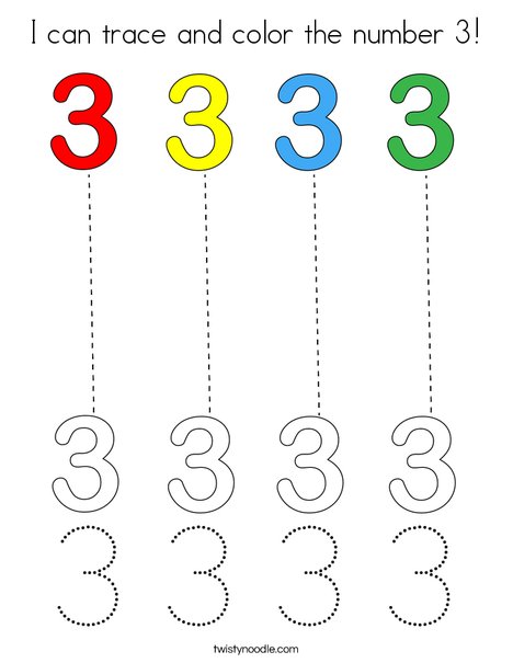 I can trace and color the number coloring page