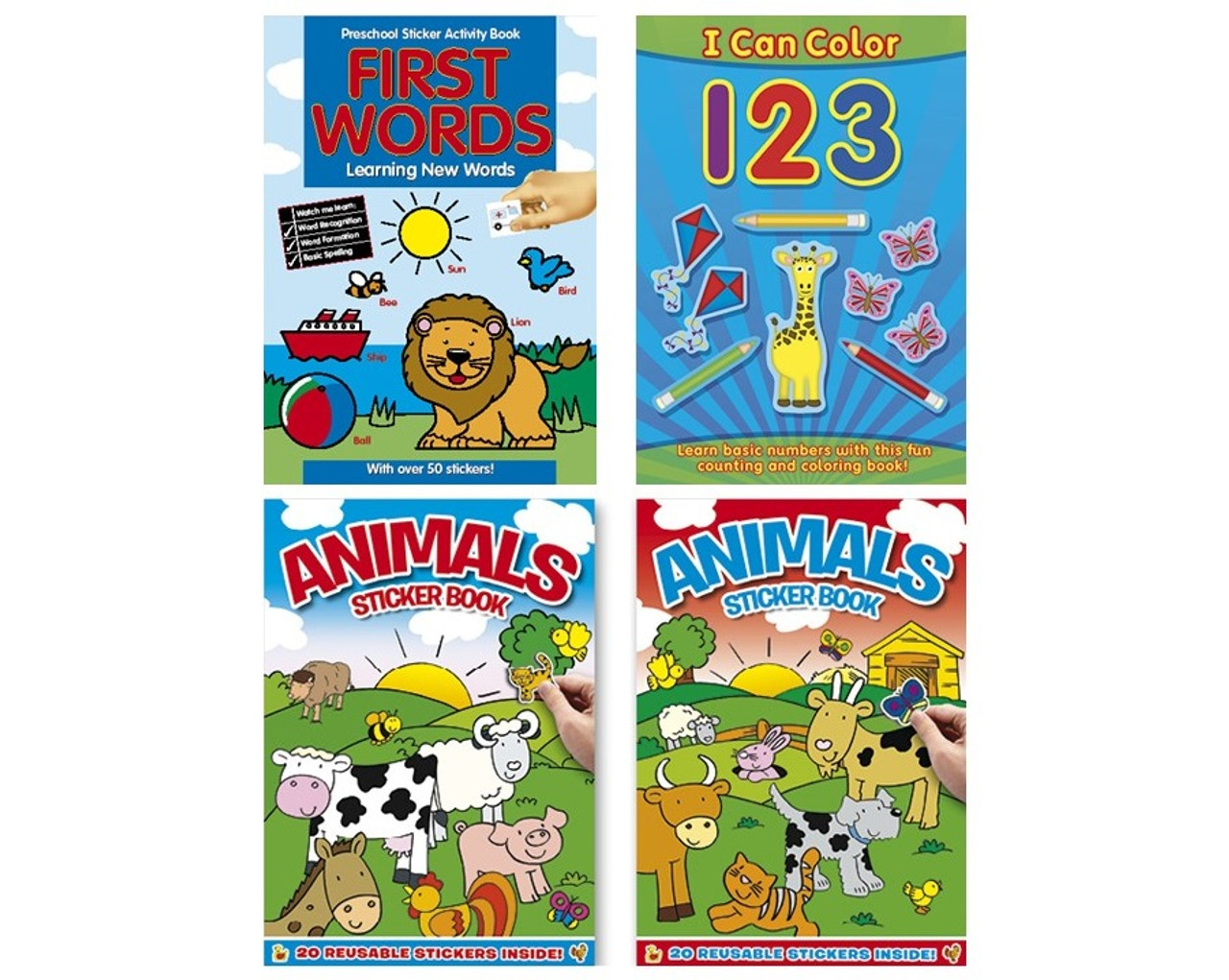 Preschool fun learning sticker coloring activities books
