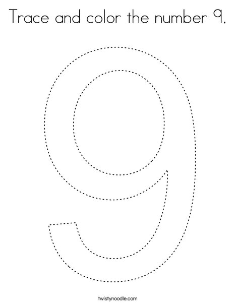Trace and color the number coloring page