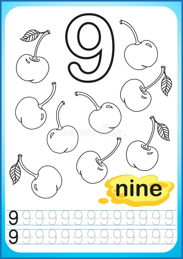 Printable worksheet for kindergarten and preschool exercises for writing numbers simple level of difficulty stock vector