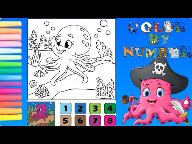 Coloring octopus color by number coloring page