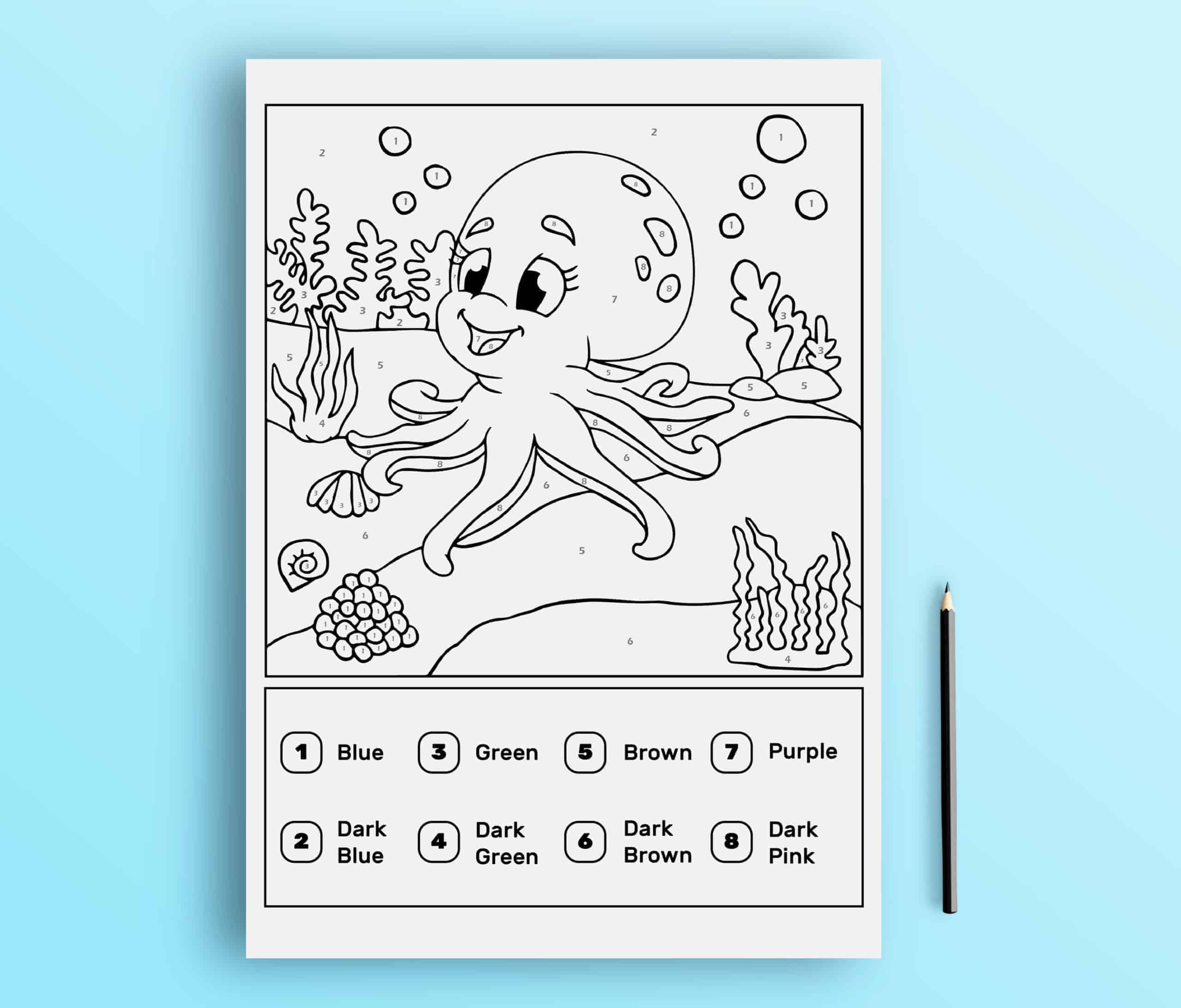 Color by number coloring pages for kids