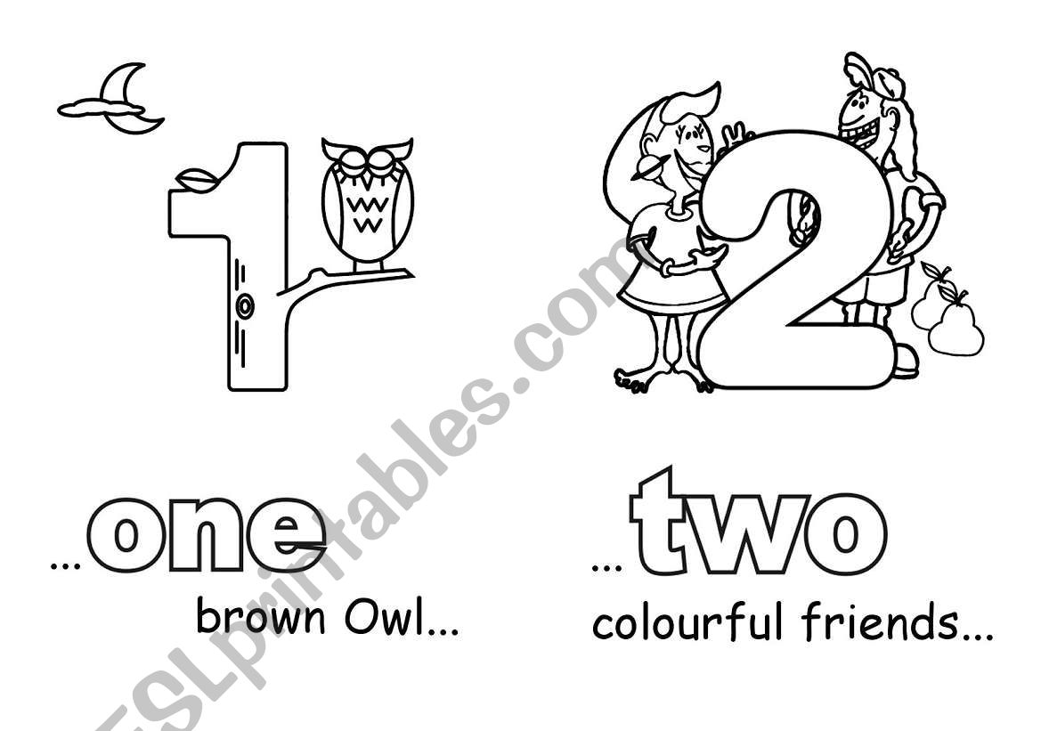 One to five with numbers and coloring sheets part of