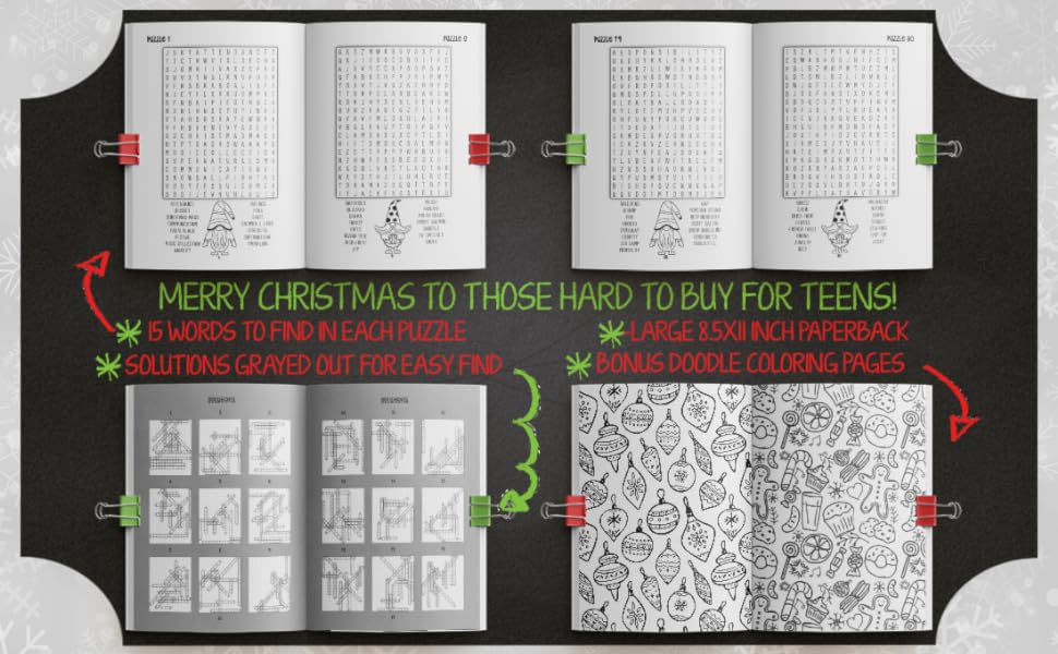 Merry christmas word search for teens book of word find puzzles for teenagers and tweens ages