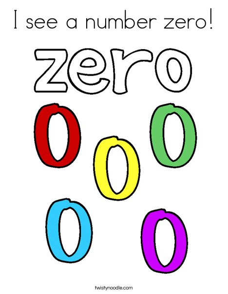 I see a number zero coloring page