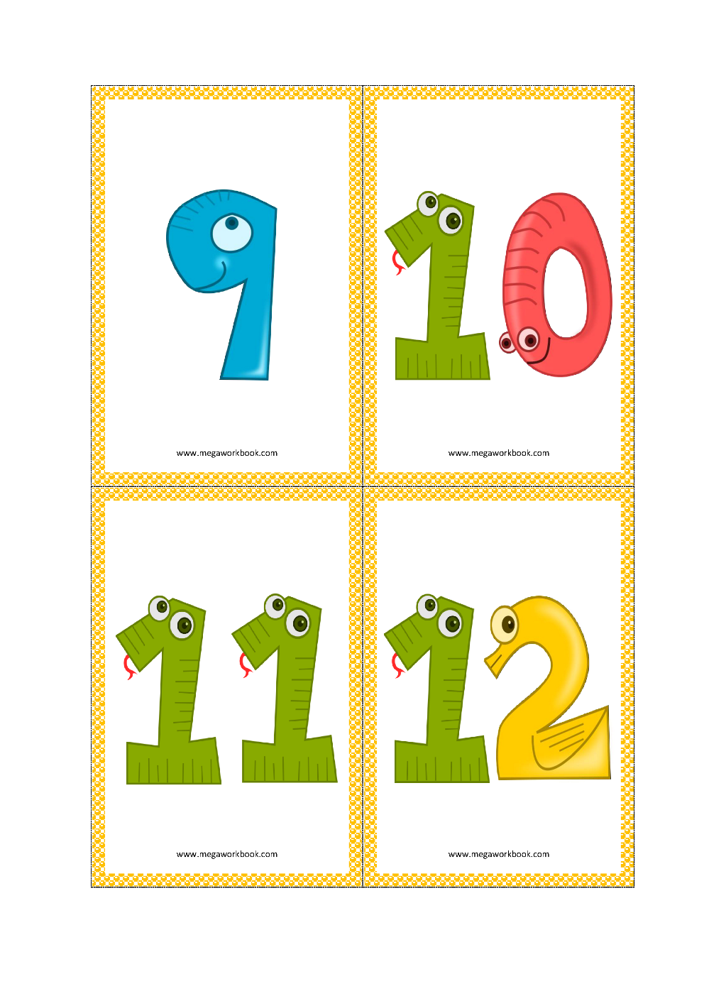 Number flashcards printable