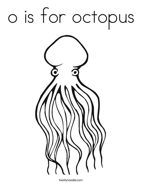 O is for octopus coloring page