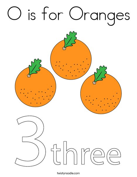 O is for oranges coloring page