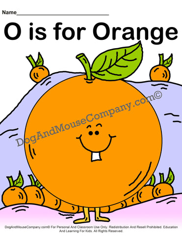 O is for orange colored printable worksheet â dog and mouse pany