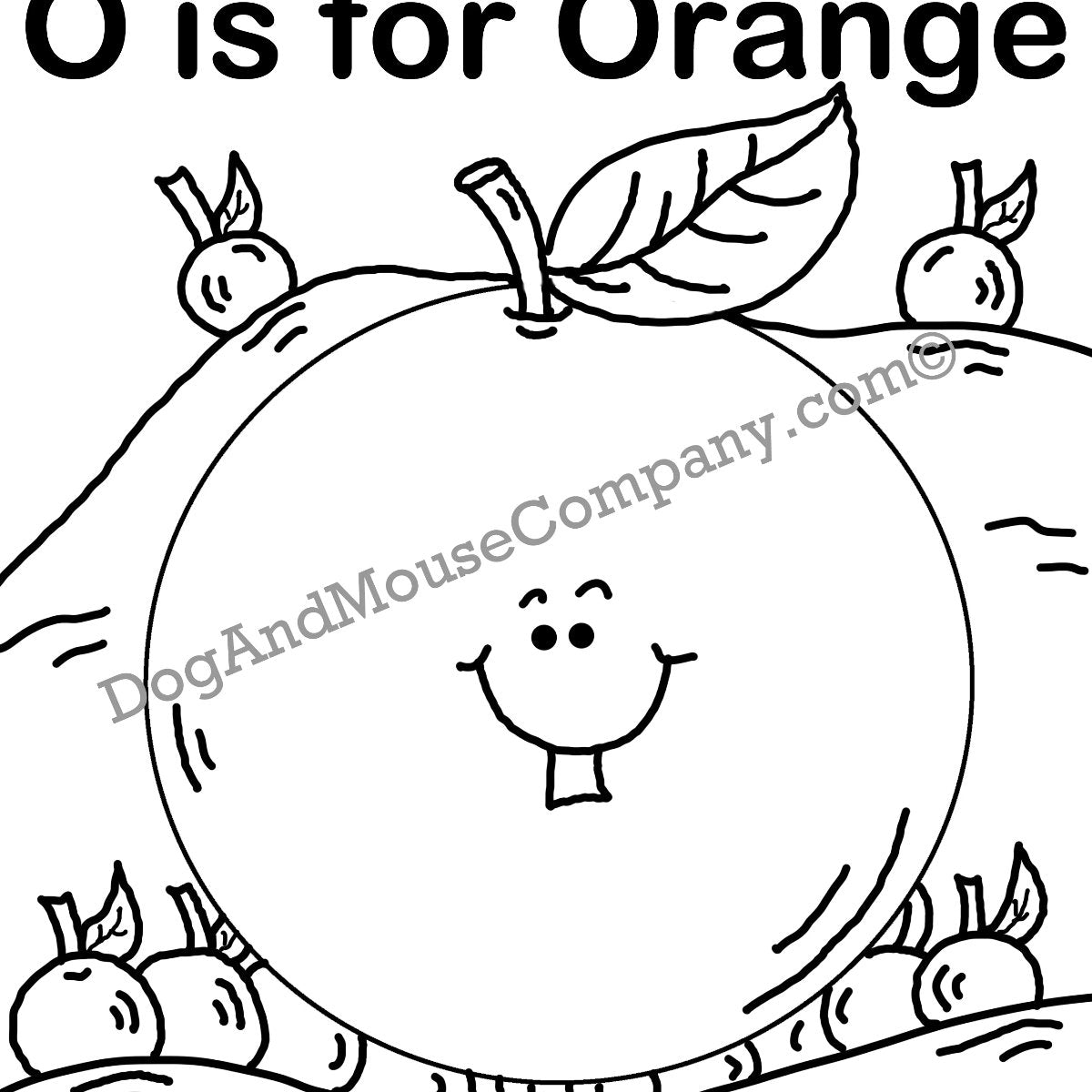 O is for orange coloring page learn your abcs worksheet printable â dog and mouse pany