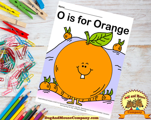 O is for orange colored printable worksheet â dog and mouse pany