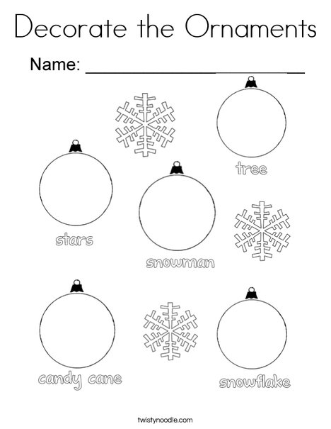 Decorate the ornaments coloring page