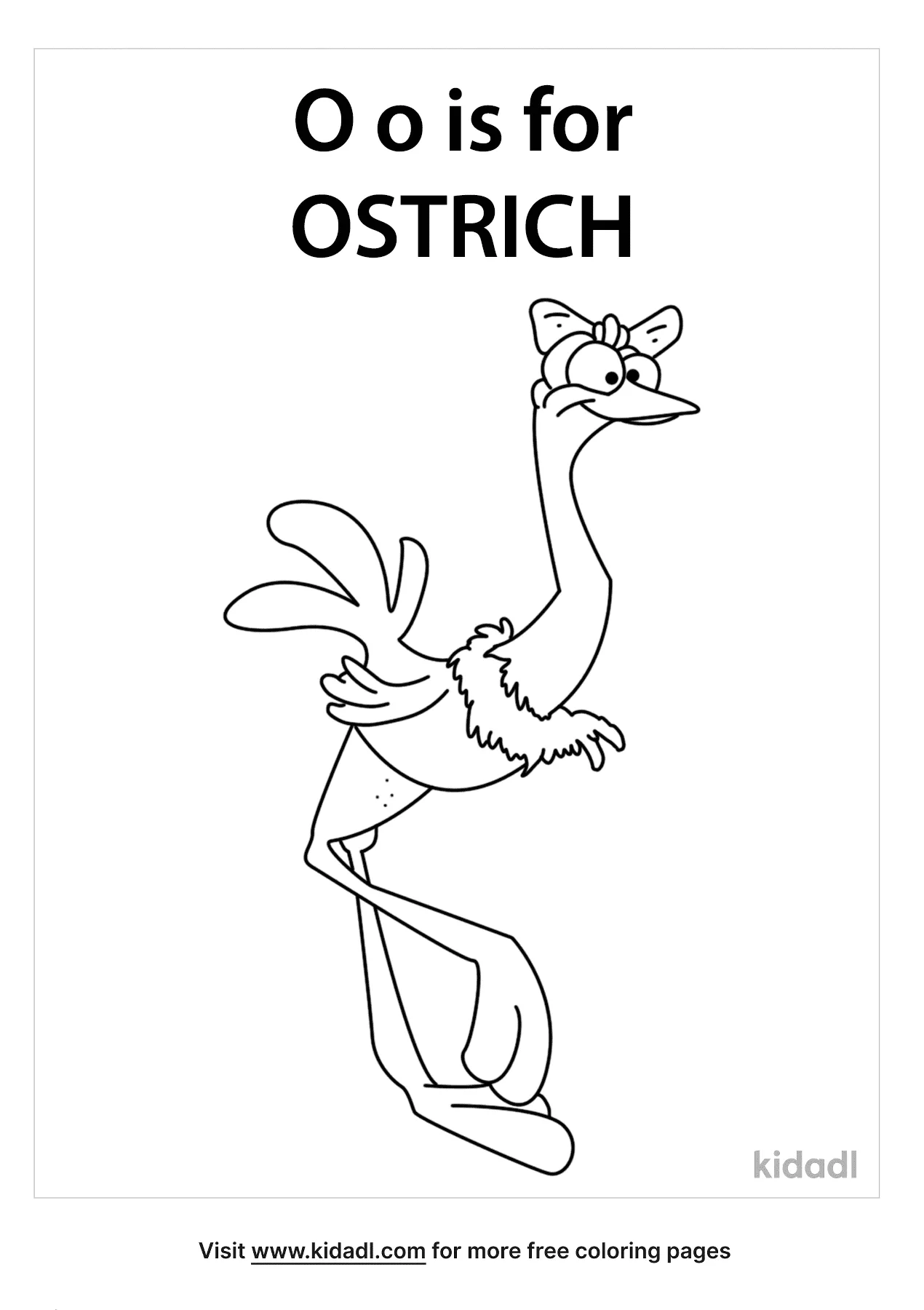 Free o is for ostrich coloring page coloring page printables