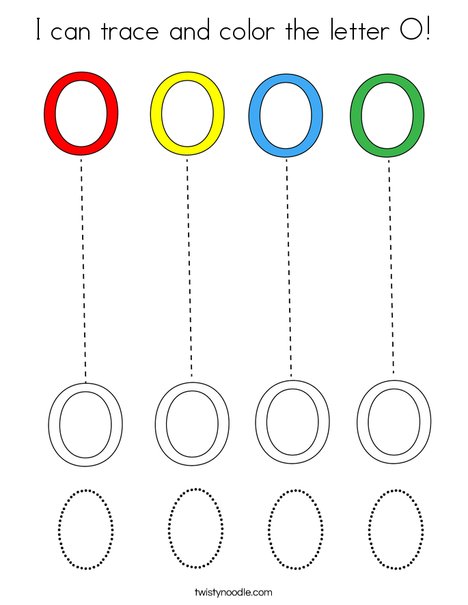 I can trace and color the letter o coloring page