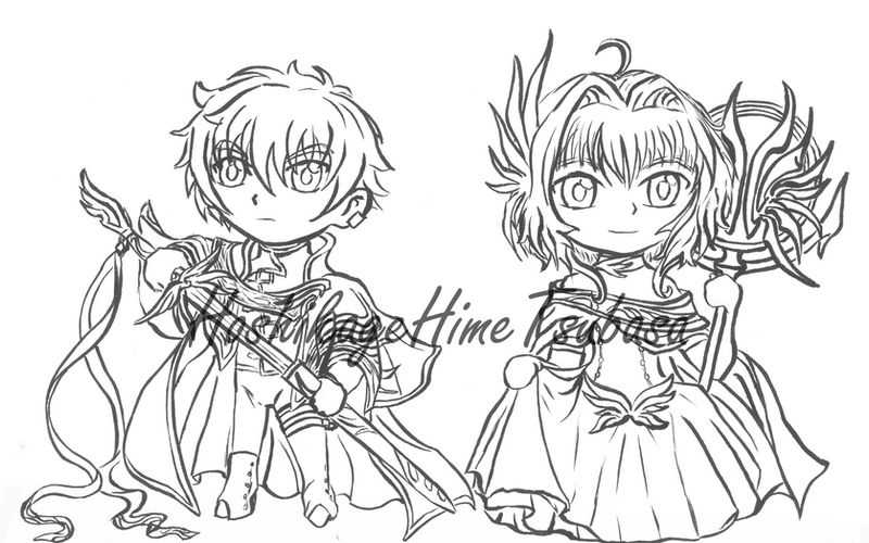 Shaoran and sakura colouring page by thestarlightprincess on