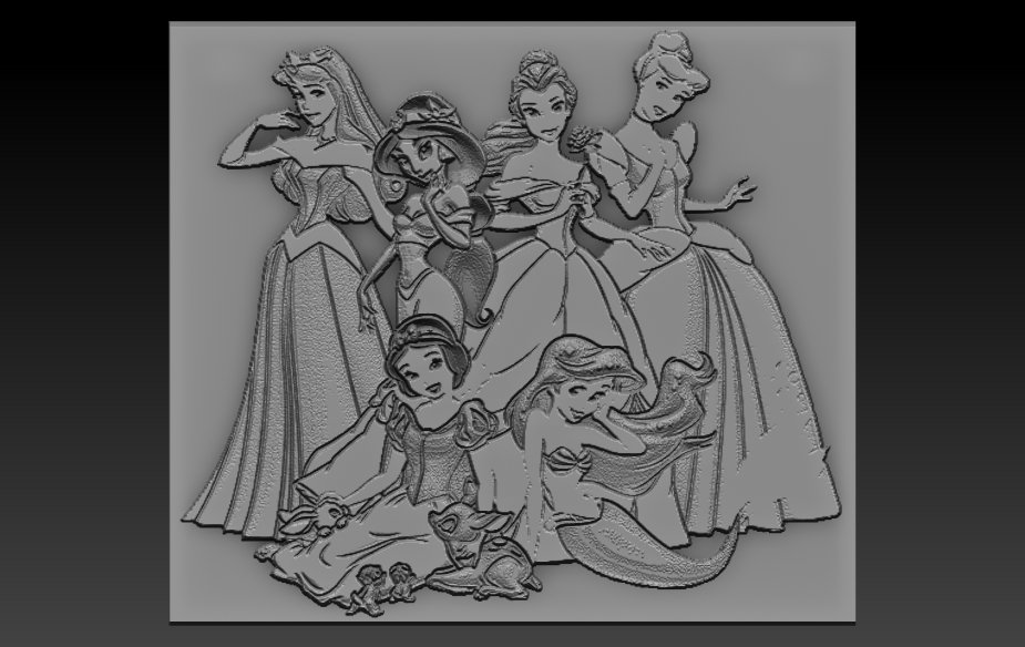 Disney princes relief d print model in other
