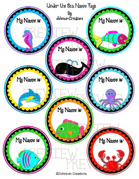 Under the sea name tags tpt