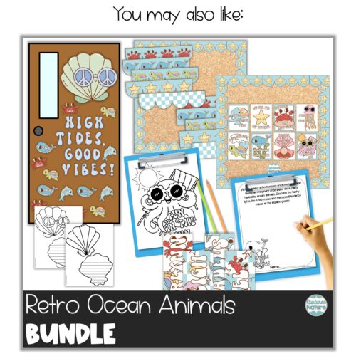 Editable name plates â retro ocean animal name tags for desks made by teachers