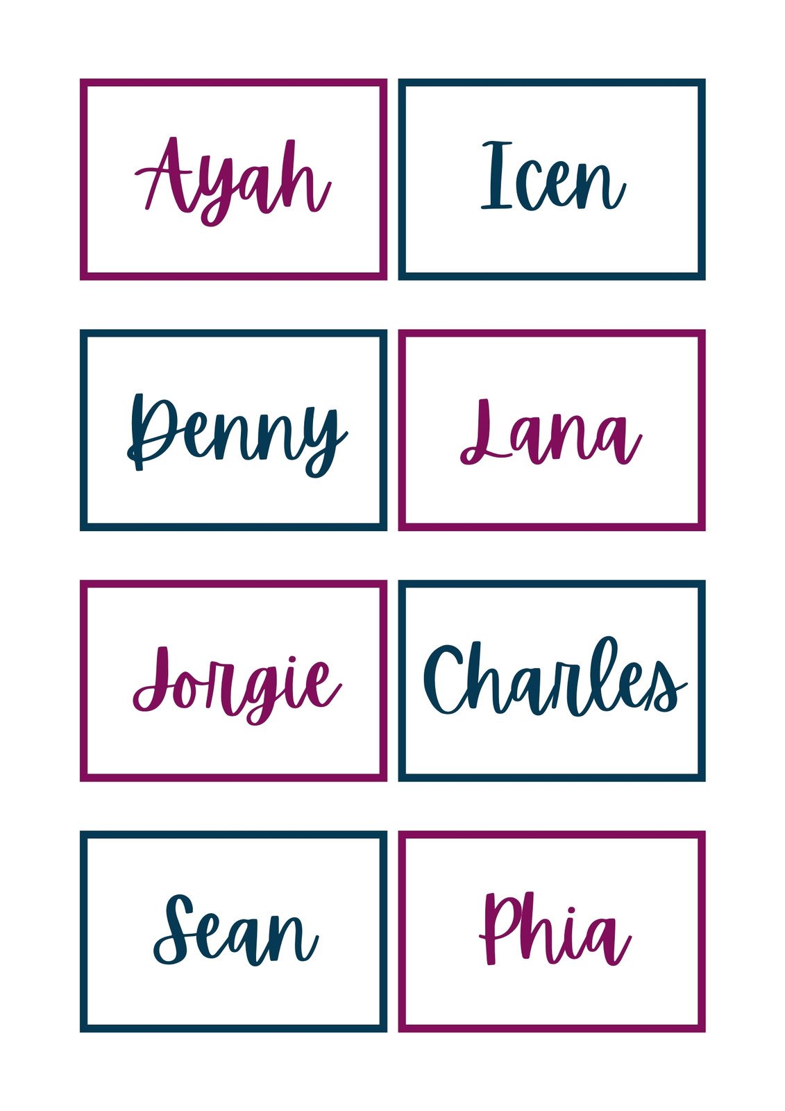 Free printable customizable name tag templates