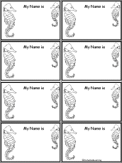 Sea life name tags to print