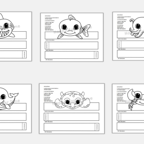 Ocean animals sea paper crowns printable coloring craft activity made by teachers