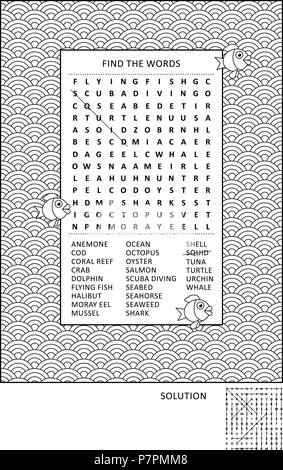 Puzzle and coloring activity page for grown