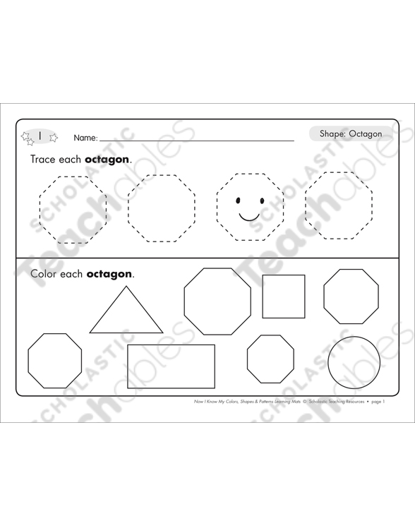 Read write shape mats octagon printable skills sheets