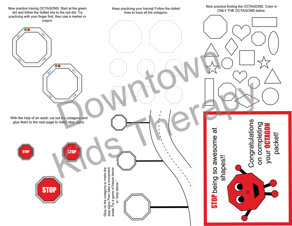 Octagon shape packet â downtown kids therapy