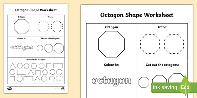 Octagon shape worksheet teacher made