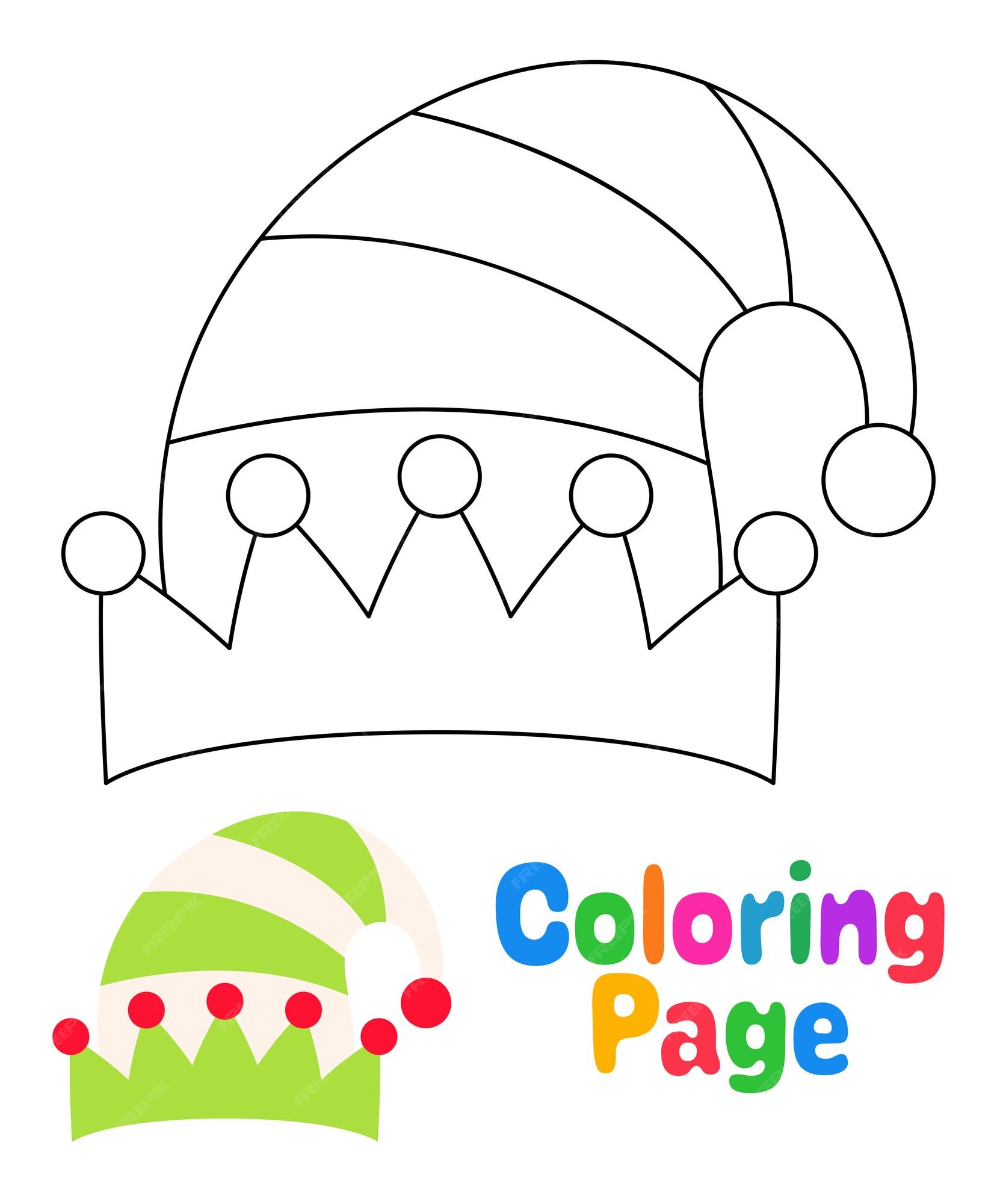 Premium vector coloring page with elf hat for kids