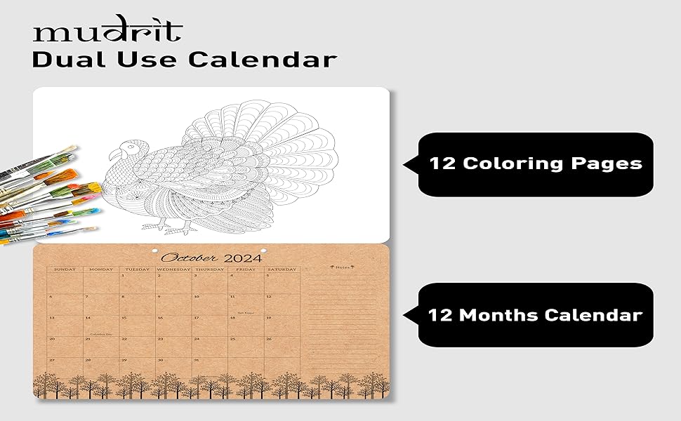Mudrit desk calendar kraft large pages x monthly wall calendar jan