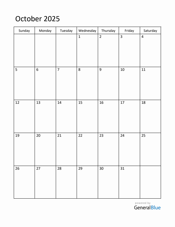October monthly calendar pdf word excel