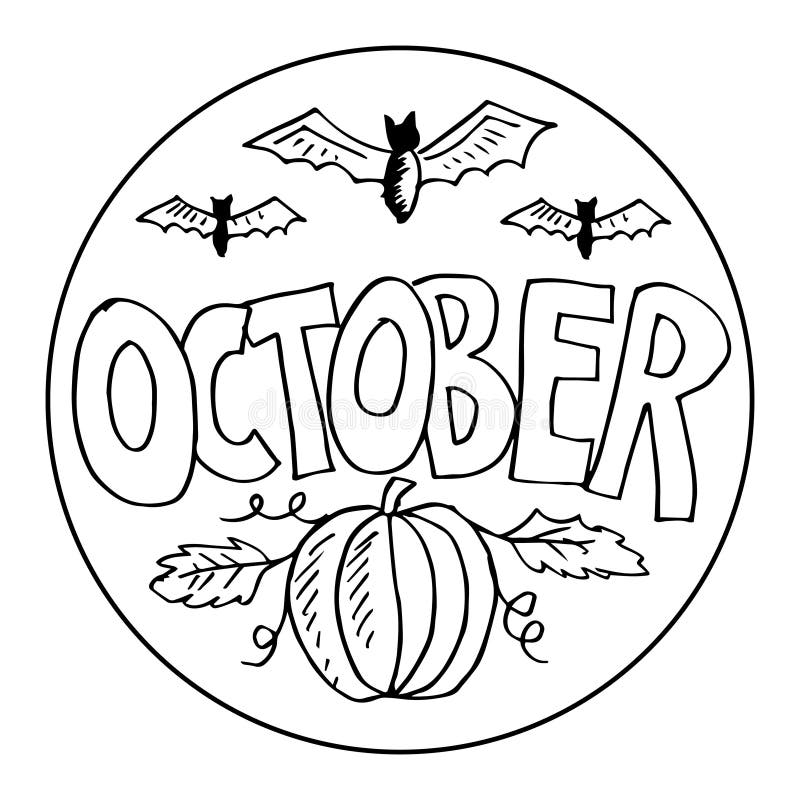 October coloring pages for kids stock vector