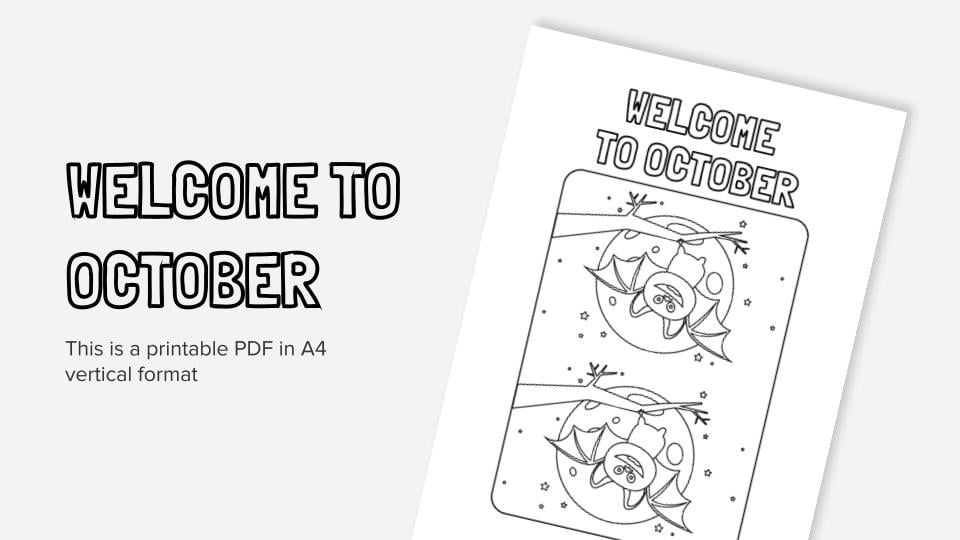 Wele to october printable coloring worksheet