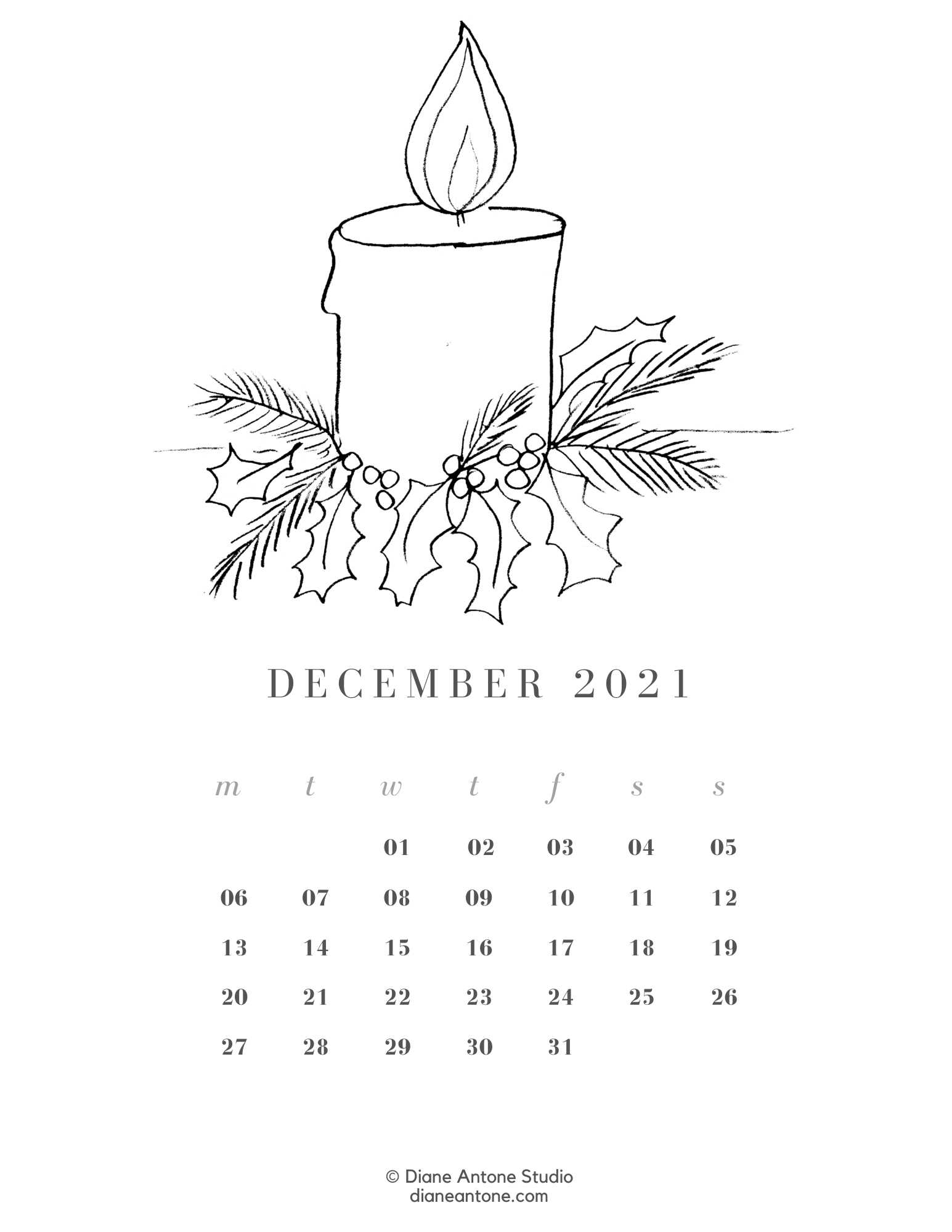 Coloring calendar diane antone studio