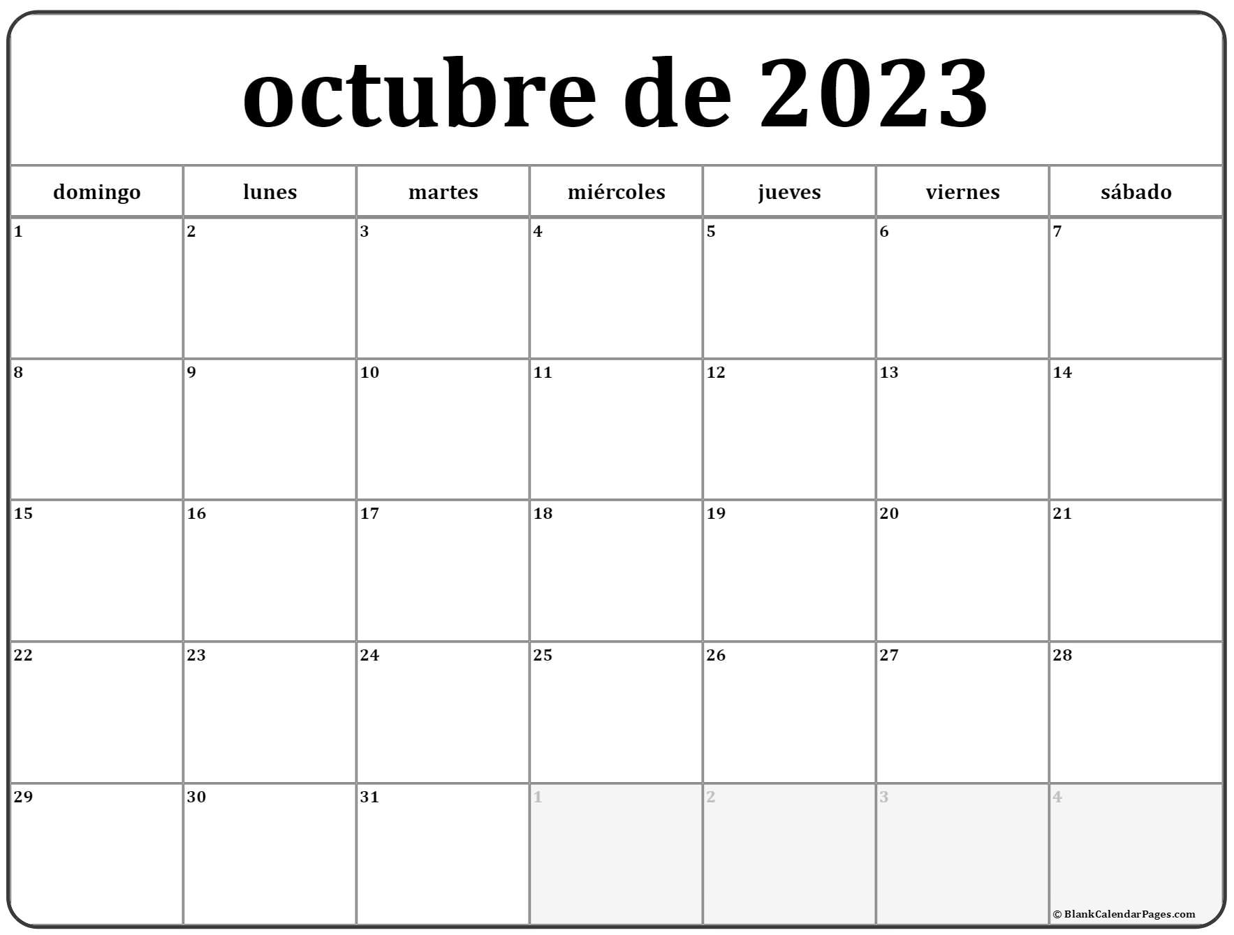 Octubre de calendario gratis calendario octubre
